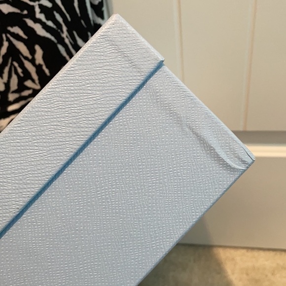 NIB Prada Satin Blue Ribbon Jeweled Gem Embellished Heeled Sandals - Picture 16 of 17